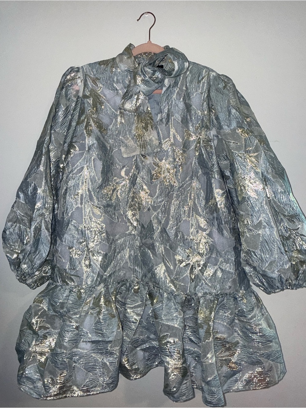 Women’s Shimmery blue Metallic Floral Dress